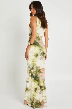 Robe Maxi Ultra Douce À Imprimé Abstrait Effet Marbre