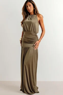 Robe Maxi Ultra Douce À Taille Basse Froncée