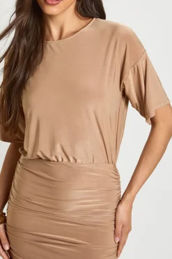 Robe Maxi Ultra Douce À Taille Froncée Et Manches Évasées