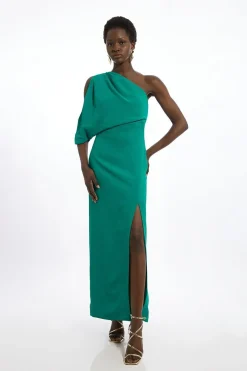 Robe Maxi Une Épaule en Viscose Stretch Compacte