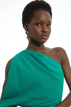 Robe Maxi Une Épaule en Viscose Stretch Compacte