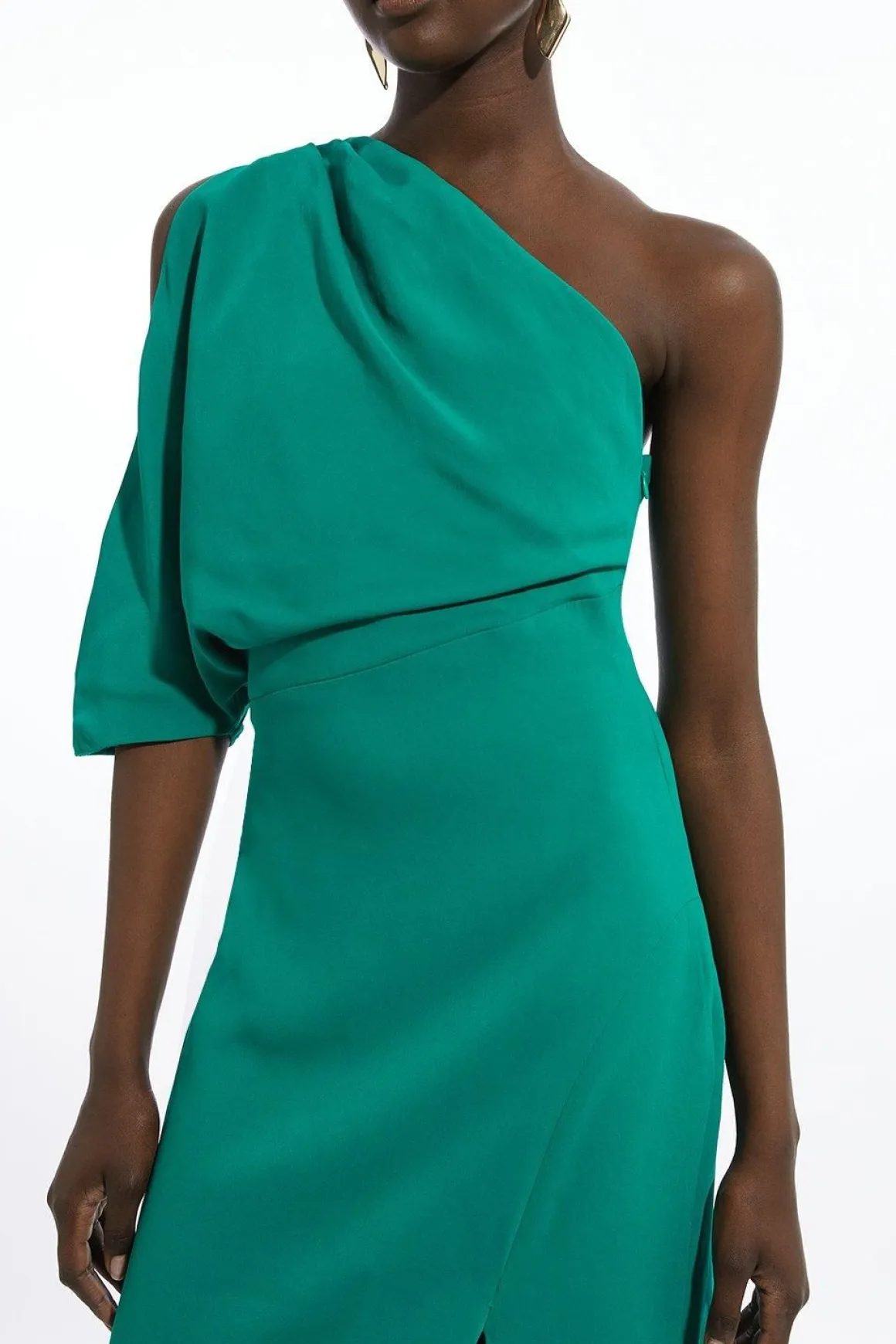 Robe Maxi Une Épaule en Viscose Stretch Compacte