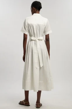 Robe Maxi Utilitaire En Mélange Coton Organdi Tissé