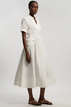 Robe Maxi Utilitaire En Mélange Coton Organdi Tissé