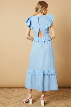 Robe Maxi à Volants avec Panneau Broderie