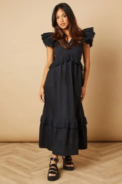 Robe Maxi À Volants Avec Panneau De Broderie Anglaise Petite