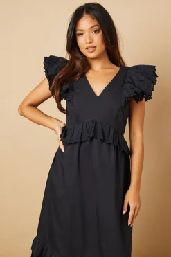 Robe Maxi À Volants Avec Panneau De Broderie Anglaise Petite