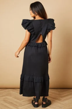 Robe Maxi À Volants Avec Panneau De Broderie Anglaise Petite