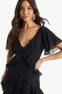 boohoo Robe Maxi à volants Dobby<Femme Robes|Robes De Soirée Chic