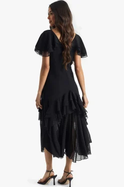 boohoo Robe Maxi à volants Dobby<Femme Robes|Robes De Soirée Chic
