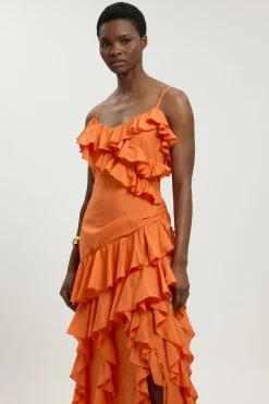 KarenMillen Robe Maxi À Volants Dramatiques<Femme Toutes Les Robes|Robes Longues