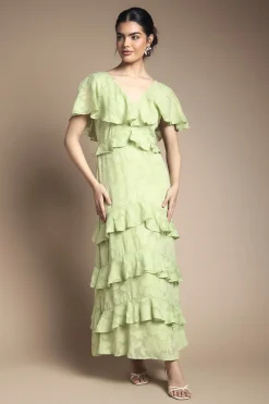 Robe Maxi à Volants en Jacquard