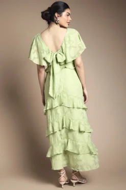 Robe Maxi à Volants en Jacquard