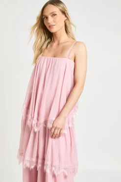 boohoo Robe Maxi À Volants En Mousseline Froissée Et Dentelle Petite<Femme Satin Et Dentelle|Robes