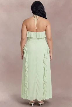 Robe Maxi À Volants Et Col Licou Grande Taille