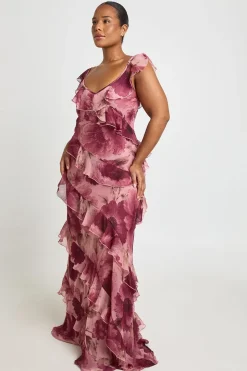 Robe Maxi À Volants Fleurie Grande Taille