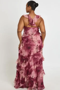 Robe Maxi À Volants Fleurie Grande Taille