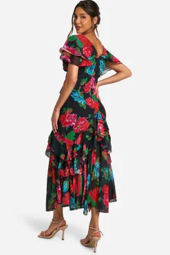 Robe Maxi à Volants Florale