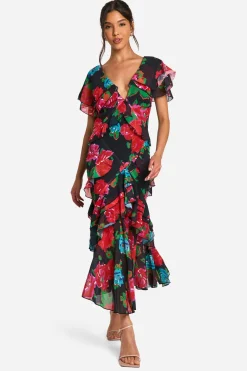 Robe Maxi à Volants Florale