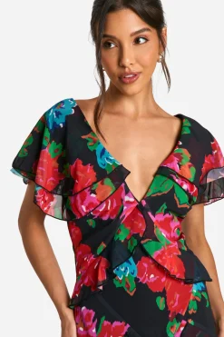 Robe Maxi à Volants Florale