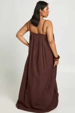 Robe Maxi Volumineuse Plissée En Popeline De Coton Grande Taille