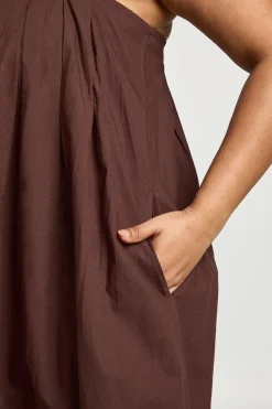 Robe Maxi Volumineuse Plissée En Popeline De Coton Grande Taille