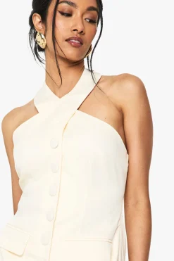 boohoo Robe micro-mini cintrée à col halter<Femme Robes Patineuses|Robes