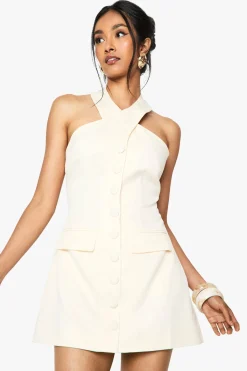 boohoo Robe micro-mini cintrée à col halter<Femme Robes Patineuses|Robes