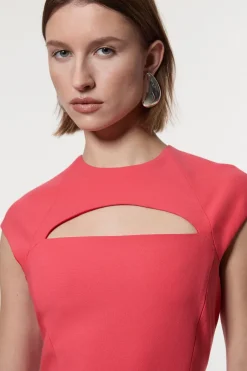 Robe Midaxi Ajustée À Jupe Ample En Tissu Stretch Compact