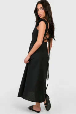 boohoo Robe Midaxi Aspect Lin Petite<Femme Toutes Les Robes|Robes Patineuses