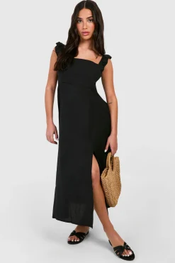 boohoo Robe Midaxi Aspect Lin Petite<Femme Toutes Les Robes|Robes Patineuses