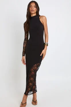 boohoo Robe Midaxi Asymétrique En Dentelle À Une Épaule Pour Grandes Tailles<Femme Robes Moulantes|Satin Et Dentelle