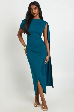 Robe Midaxi Asymétrique Froncée Avec Détail Drapé