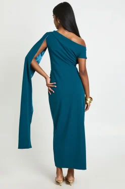 Robe Midaxi Asymétrique Froncée Avec Détail Drapé