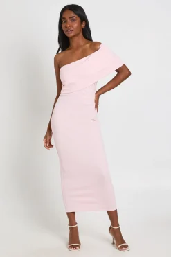 boohoo Robe Midaxi Bardot En Crêpe Jersey<Femme Robes Moulantes|Robes