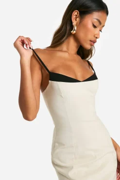 Robe Midaxi Bengaline à Inserts Contrastés
