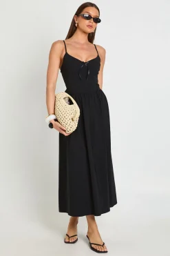 boohoo Robe Midaxi À Bretelles Fines En Bengaline Avec Détail Bonnets Poitrine<Femme Toutes Les Robes|Robes Patineuses