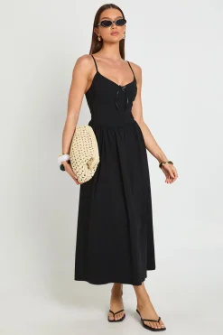 boohoo Robe Midaxi À Bretelles Fines En Bengaline Avec Détail Bonnets Poitrine<Femme Toutes Les Robes|Robes Patineuses