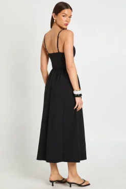 boohoo Robe Midaxi À Bretelles Fines En Bengaline Avec Détail Bonnets Poitrine<Femme Toutes Les Robes|Robes Patineuses
