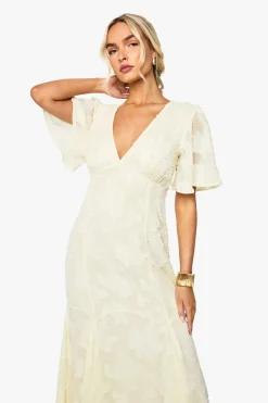 Robe midaxi Burnout Floral à manches d’ange
