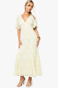 Robe midaxi Burnout Floral à manches d’ange