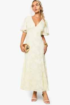 Robe midaxi Burnout Floral à manches d’ange