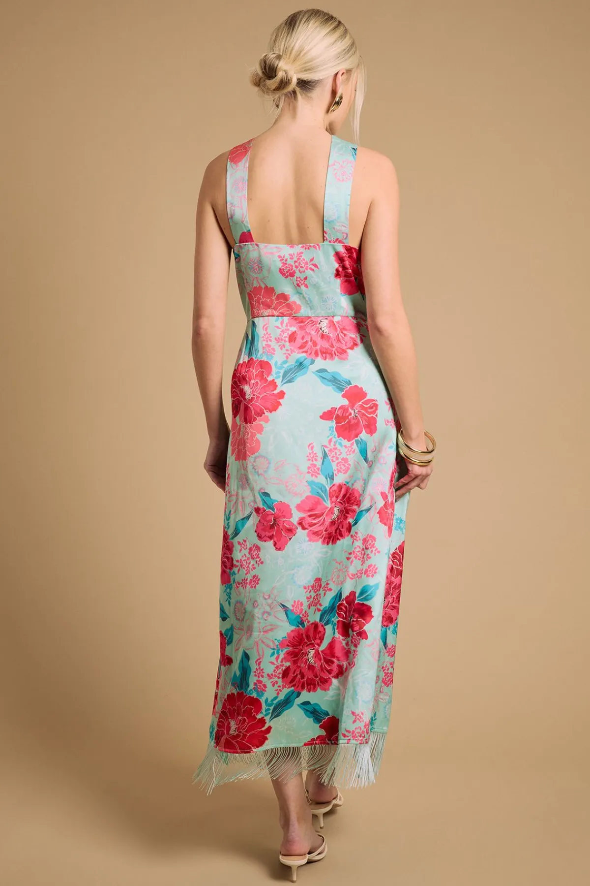 Oasis Robe Midaxi Cache-cœur À Col Licou Avec Franges<Femme Toutes Les Robes|Robes