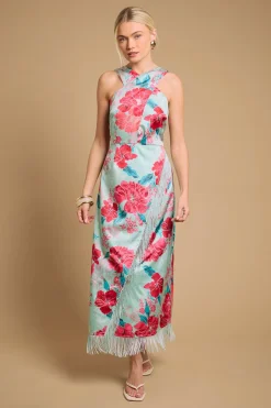 Oasis Robe Midaxi Cache-cœur À Col Licou Avec Franges<Femme Toutes Les Robes|Robes