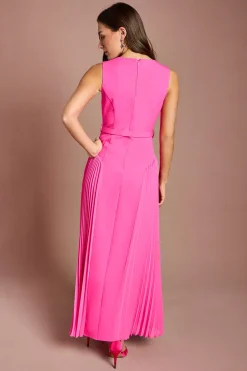 Robe Midaxi Ceinturée Avec Côtés Plissés
