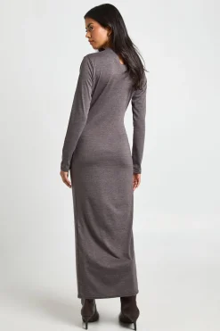 boohoo Robe Midaxi Chinée à Manches Longues avec Ceinture Nouée<Femme Robes Moulantes|Robes À Manches Longues