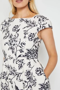 Wallis Robe Midaxi Cintrée Et Évasée En Ottoman Fleuri Petite<Femme Robes|Robes Mi-Longues