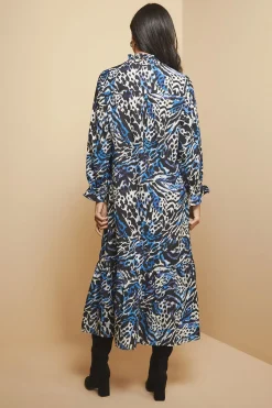 Robe Midaxi à Col Noué Motif Animal