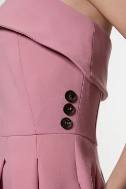 Robe midaxi compacte stretch à encolure halter, ceinturée, à jupe pleine