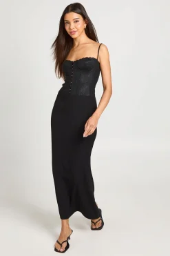 Robe Midaxi Corset À Bonnets En Dentelle